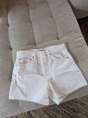 Agolde Parker Long Dough Shorts White Sz 25